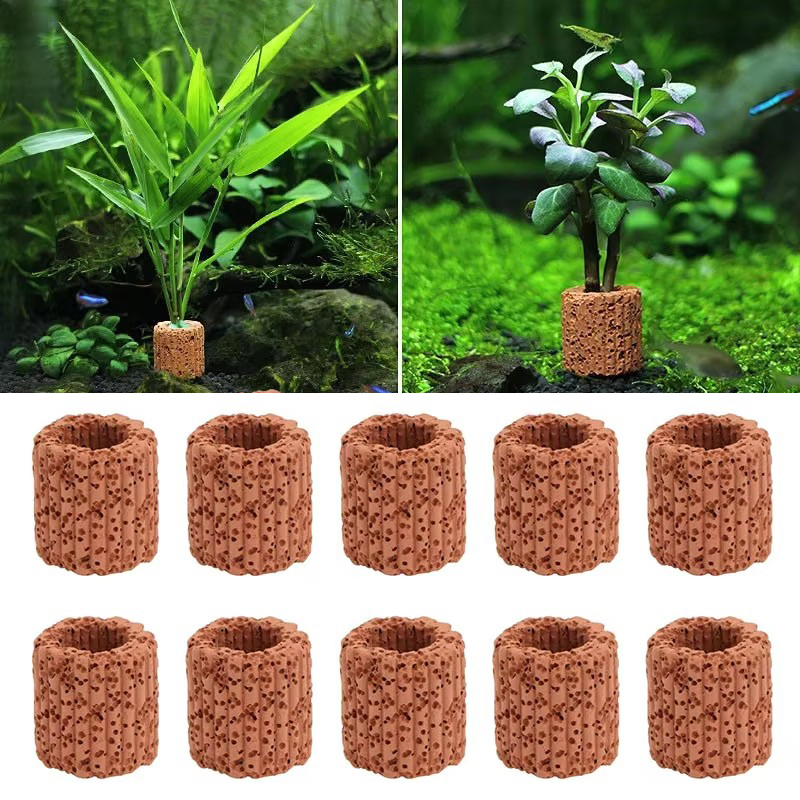 Aquarium Plants Live - พืชน้ําแหวนคงที่สําหรับพิพิธภัณฑ์สัตว์น้ําภูมิทัศน์เซรามิคน้ําหม้อแหวนเครื่องมือตกแต่งอุปกรณ์เสริมถังปลา