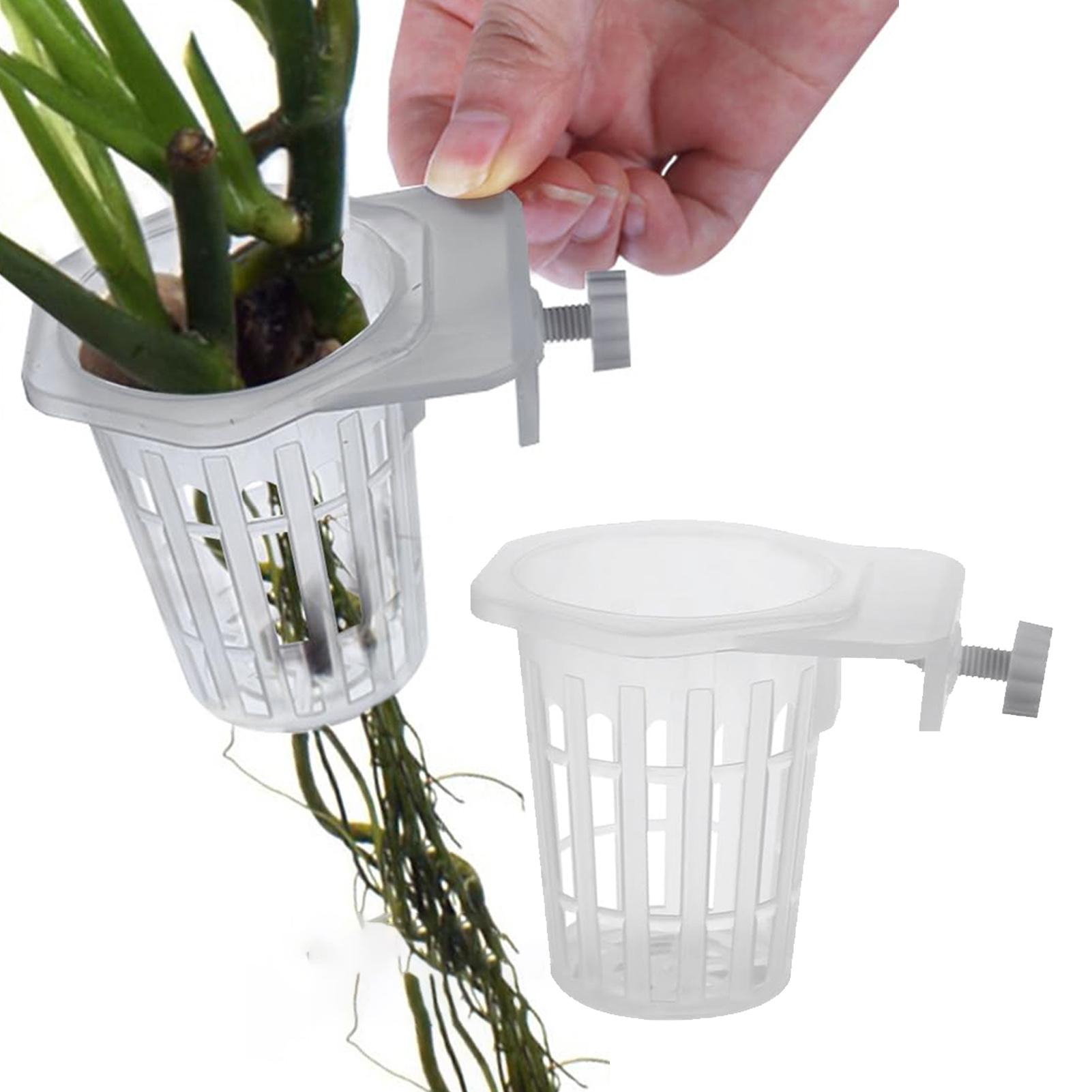 Plant Aquarium Pot - 2 ชิ้น ที่แขวนต้นไม้น้ำแบบมีรู สำหรับตกแต่งตู้ปลา ถ้วยปลูกต้นไม้น้ำ ถ้วยอะคริลิกสำหรับต้นไม้น้ำ