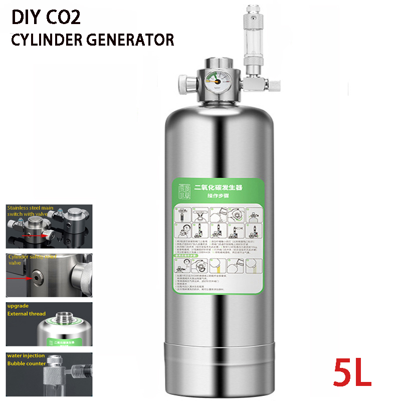 Aquarium Liquid Carbon - 5L Aquarium CO2 เครื่องกําเนิดไฟฟ้า CO2 กระบอกเครื่องกําเนิดไฟฟ้าระบบ